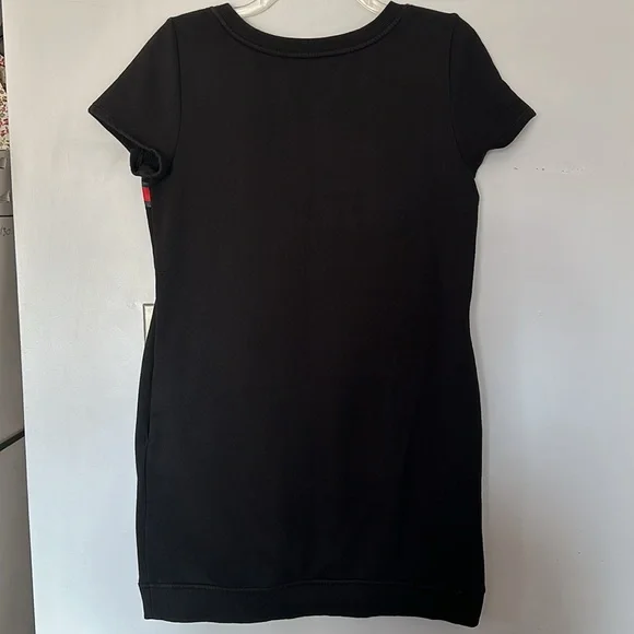 Tommy Hilfiger black sz med sweatshirt style dress embroidered letters 19.5” P2P - Picture 3 of 5